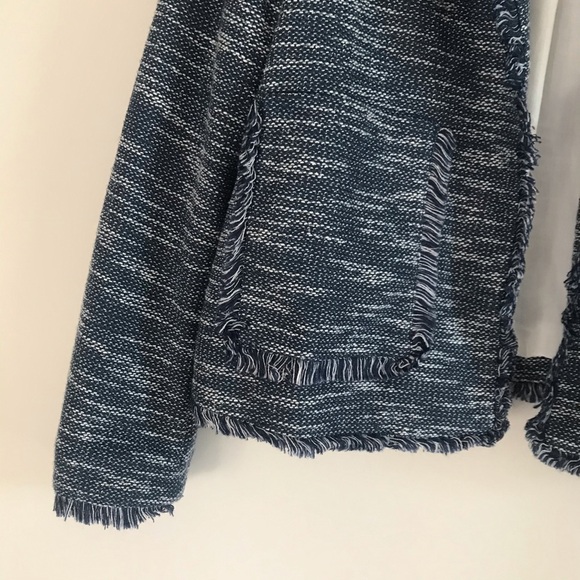 TOPSHOP BLUE TWEED CHUNKY KNIT OPEN FRIDGE BLAZER - Picture 5 of 13